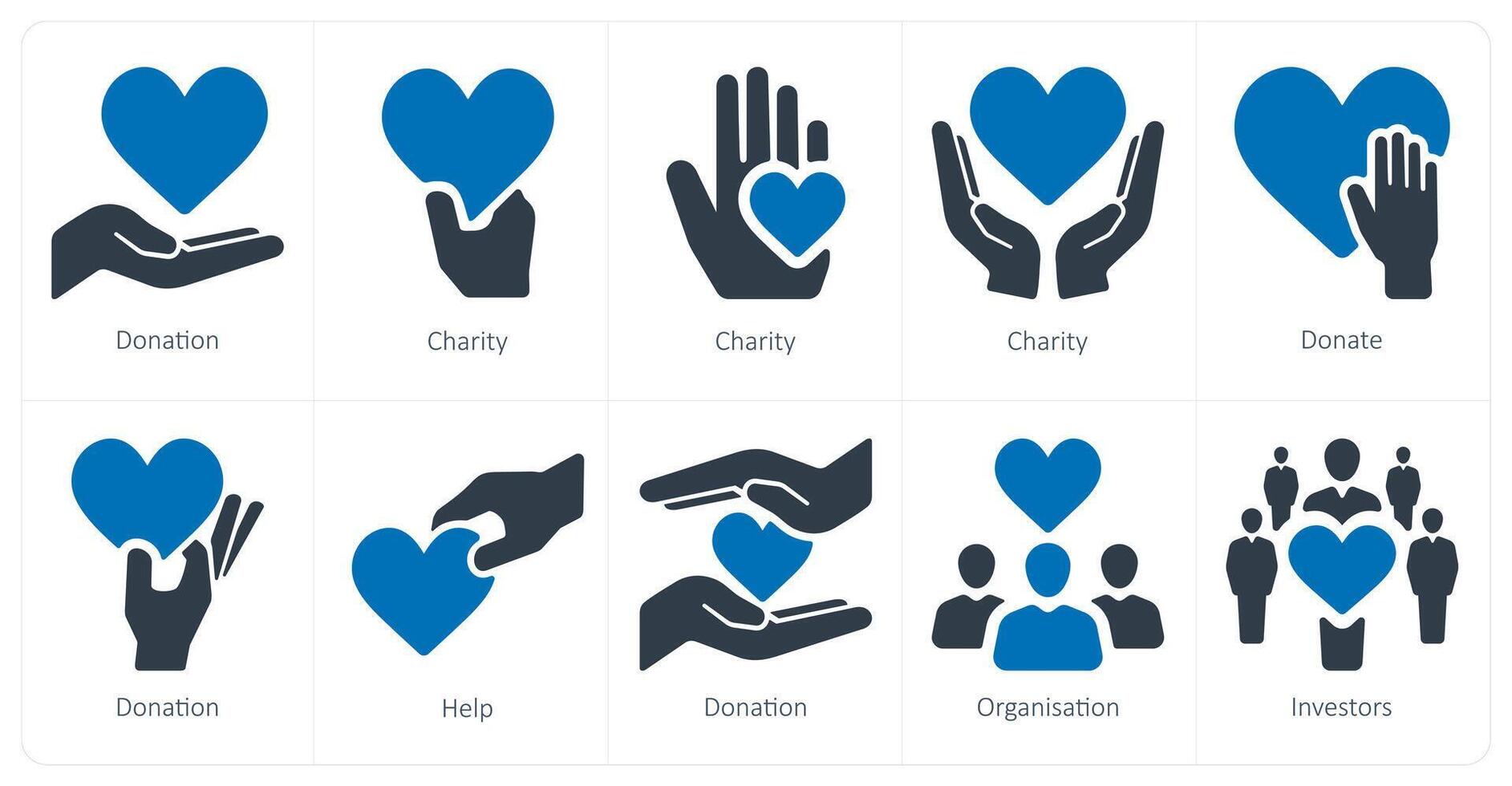 A set of 10 crowdfunding icons as donation, charity, donate vector