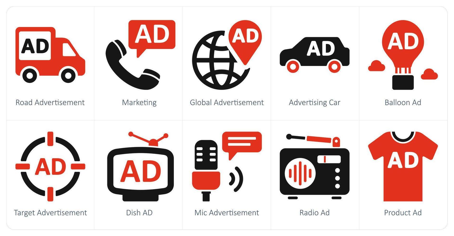 A set of 10 ads and marketing icons as road advertisement, marketing, global advertisement vector