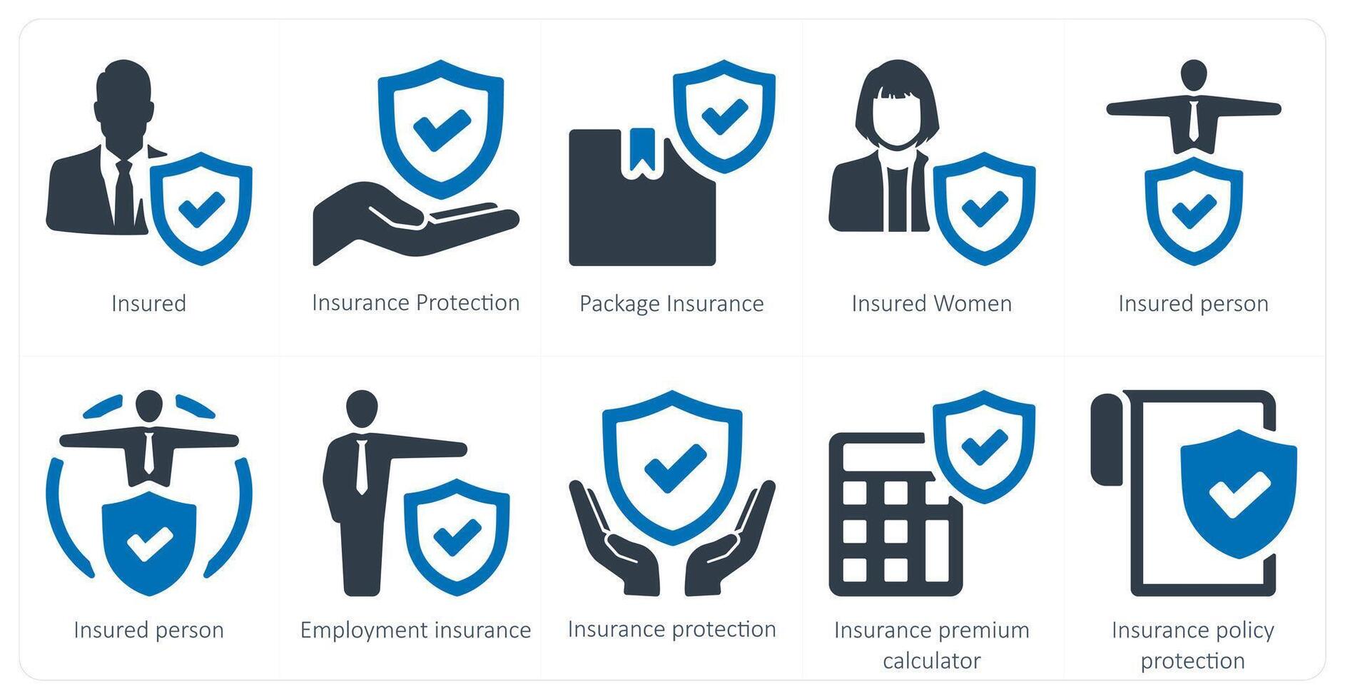 un conjunto de 10 seguro íconos como asegurado, seguro proteccion, paquete seguro vector
