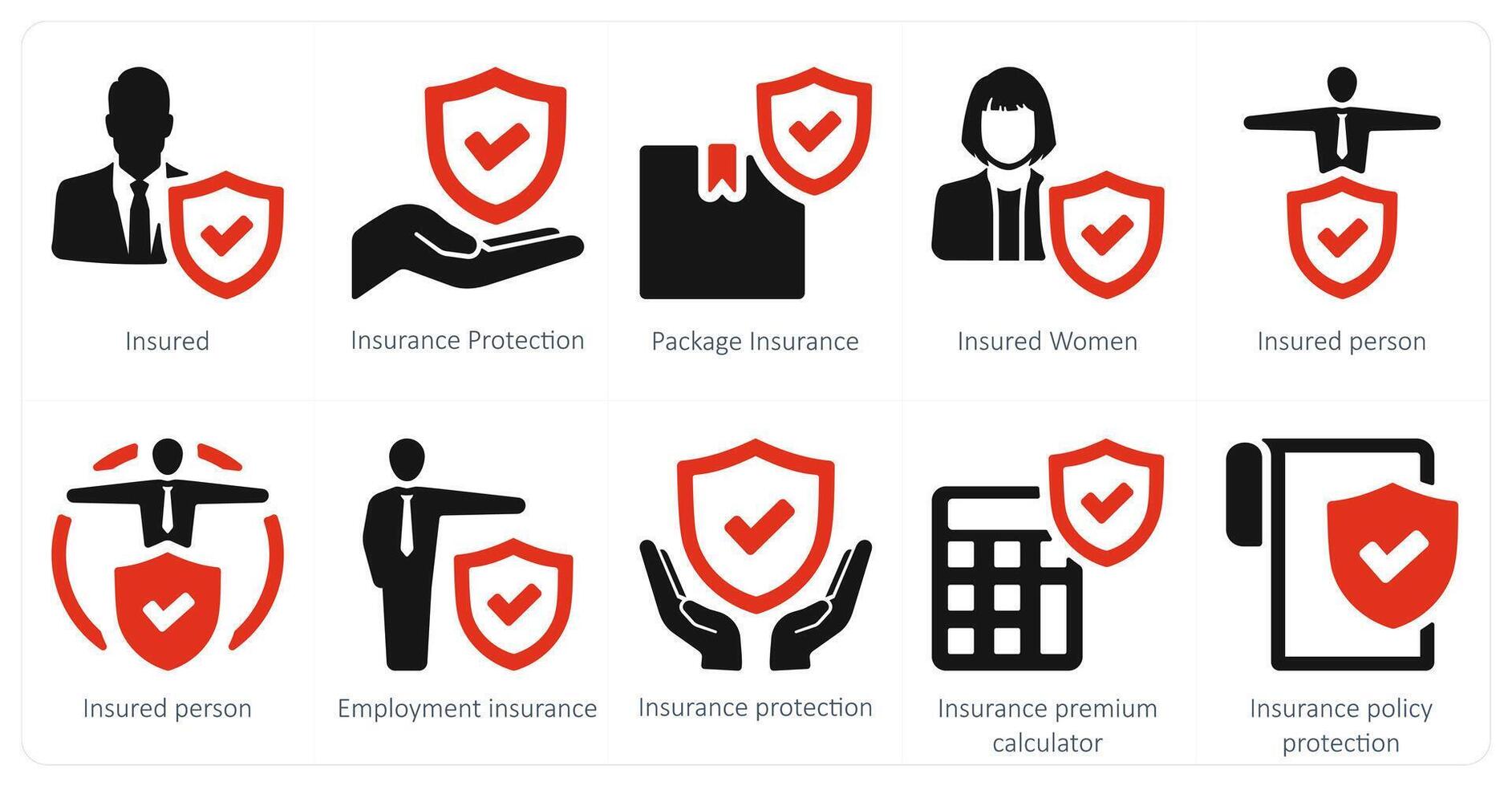 A set of 10 Insurance icons as insured, insurance protection, package insurance vector