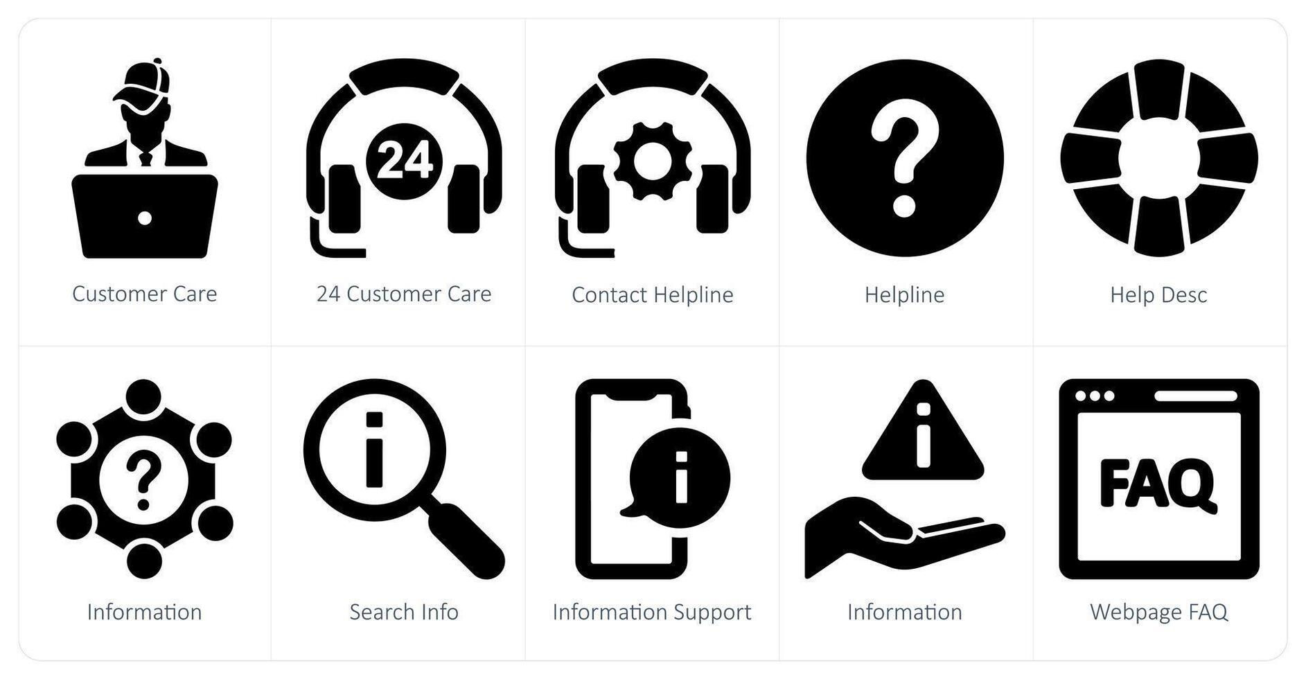 A set of 10 Customer Support icons as customer care, 24 customer care, contact helpline vector