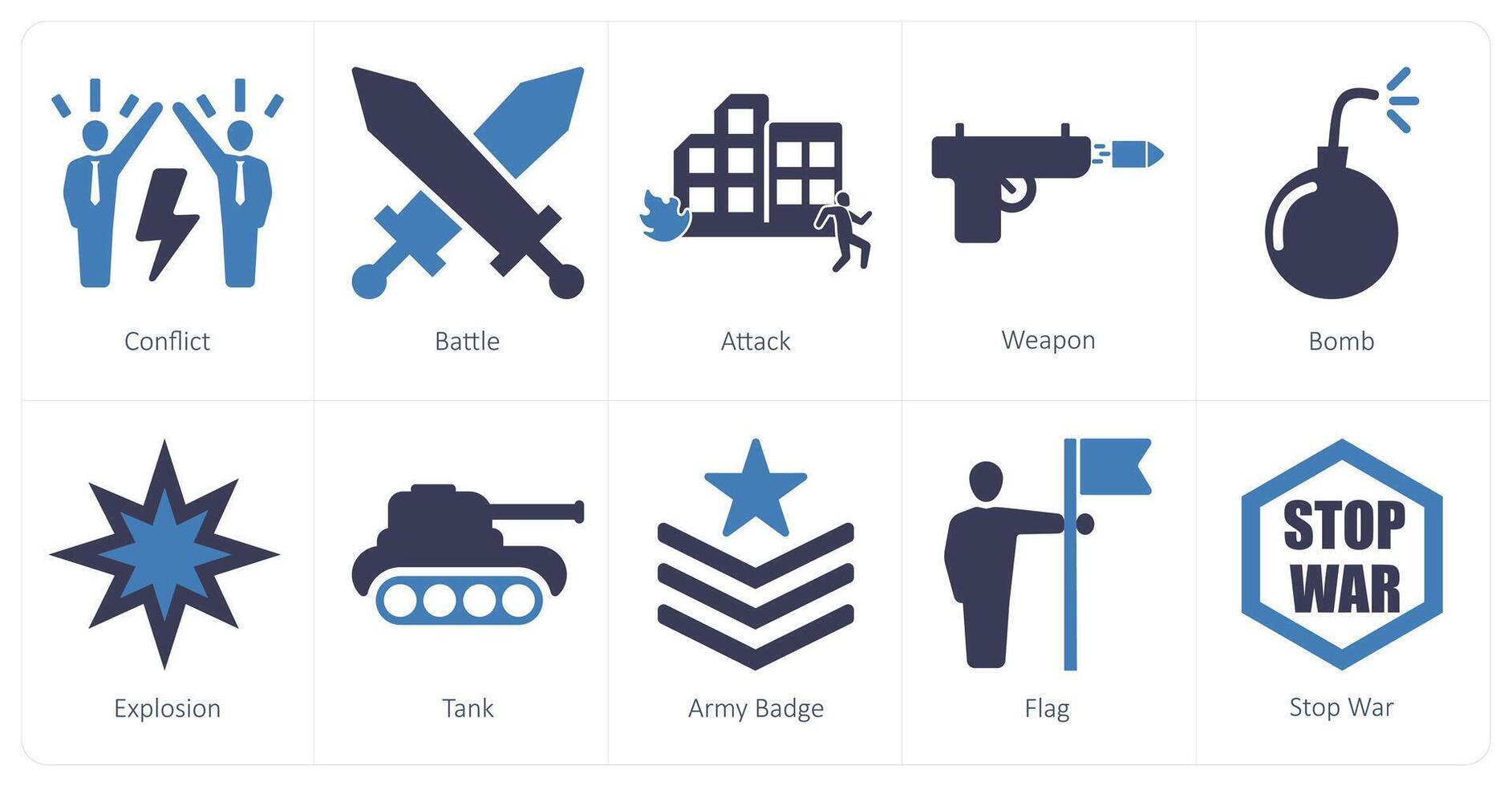 A set of 10 mix icons as conflict, battle, attack vector