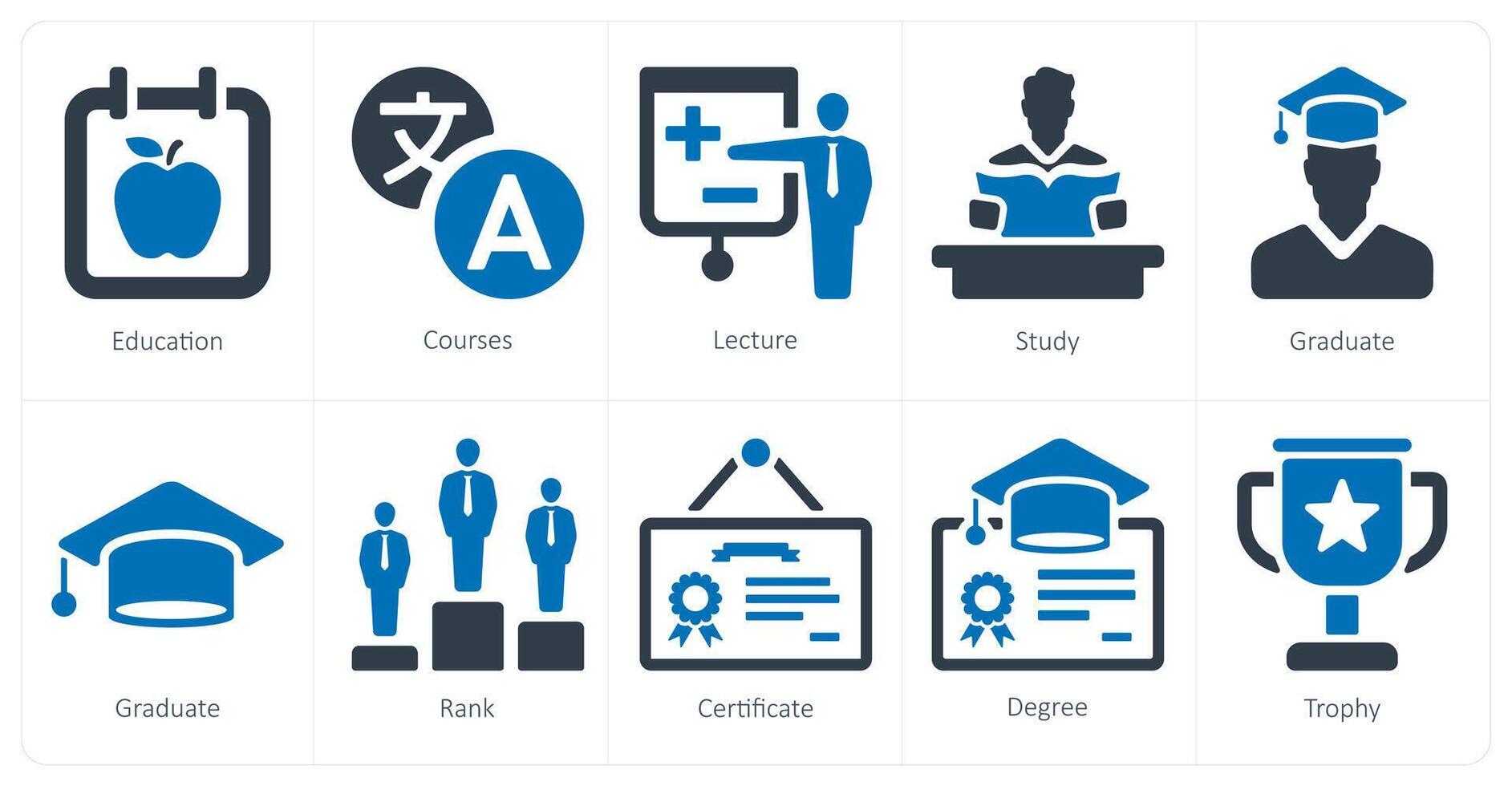 un conjunto de 10 colegio y educación íconos como educación, cursos, conferencia vector