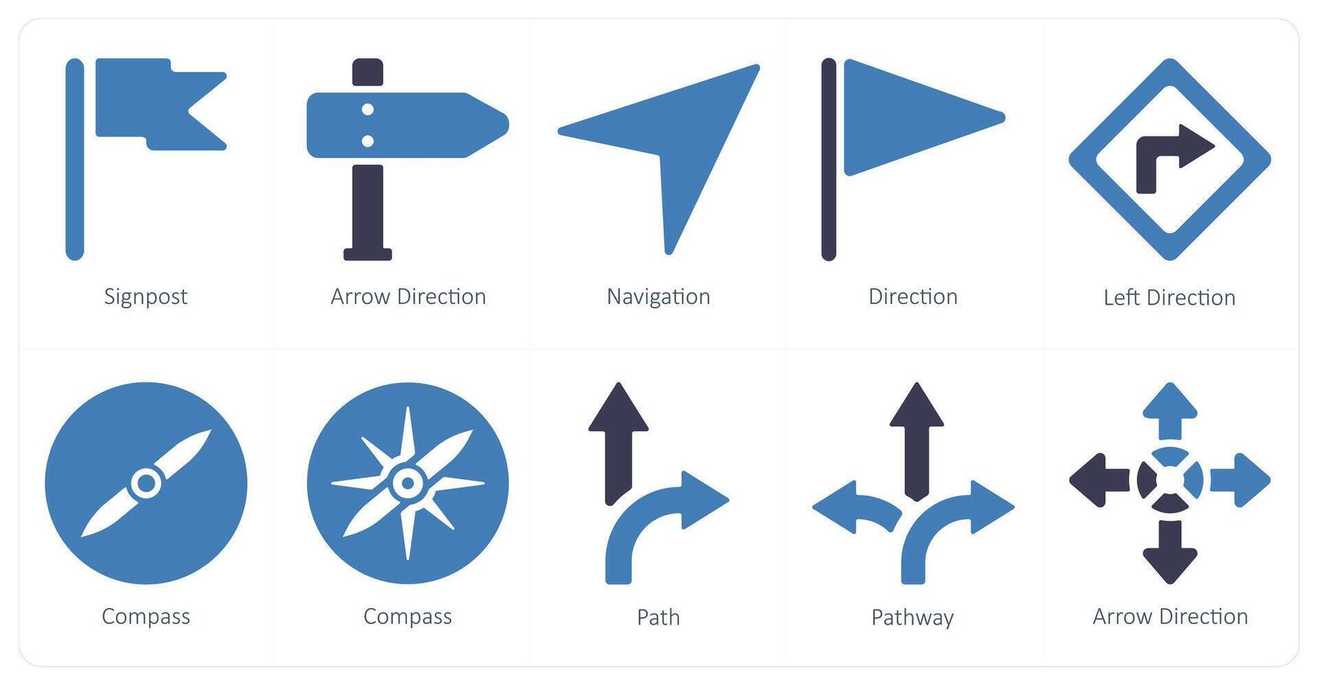 A set of 10 Navigation icons as signpost, arrow direction, navigation vector