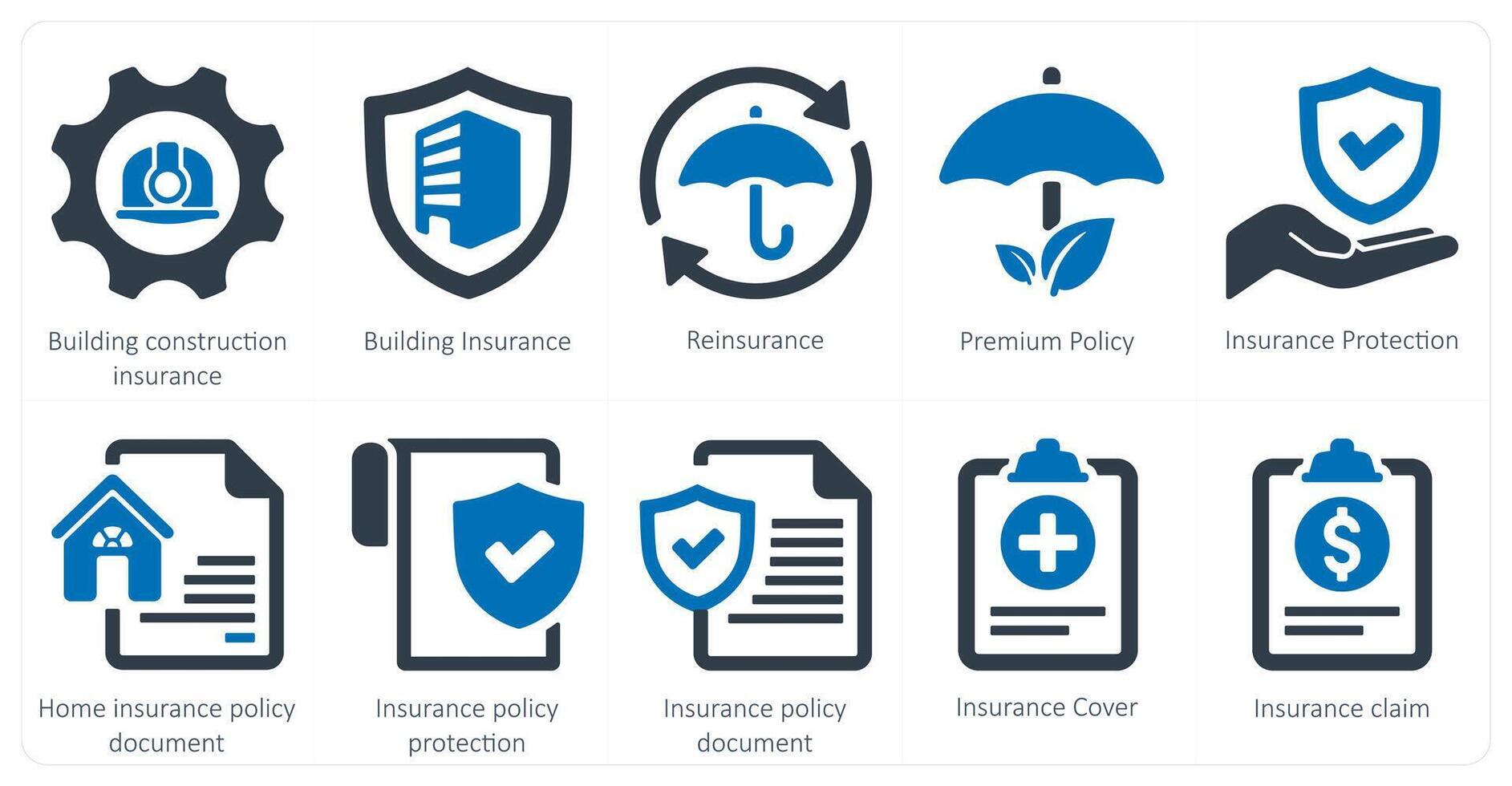 A set of 10 Insurance icons as building construction insurance, building insurance, reinsurance vector