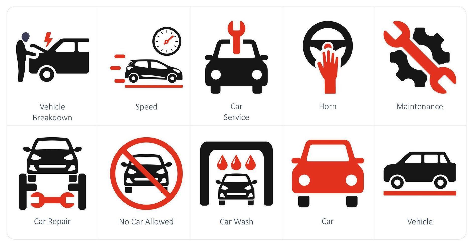 A set of 10 car icons as vehicle, speed, car service vector