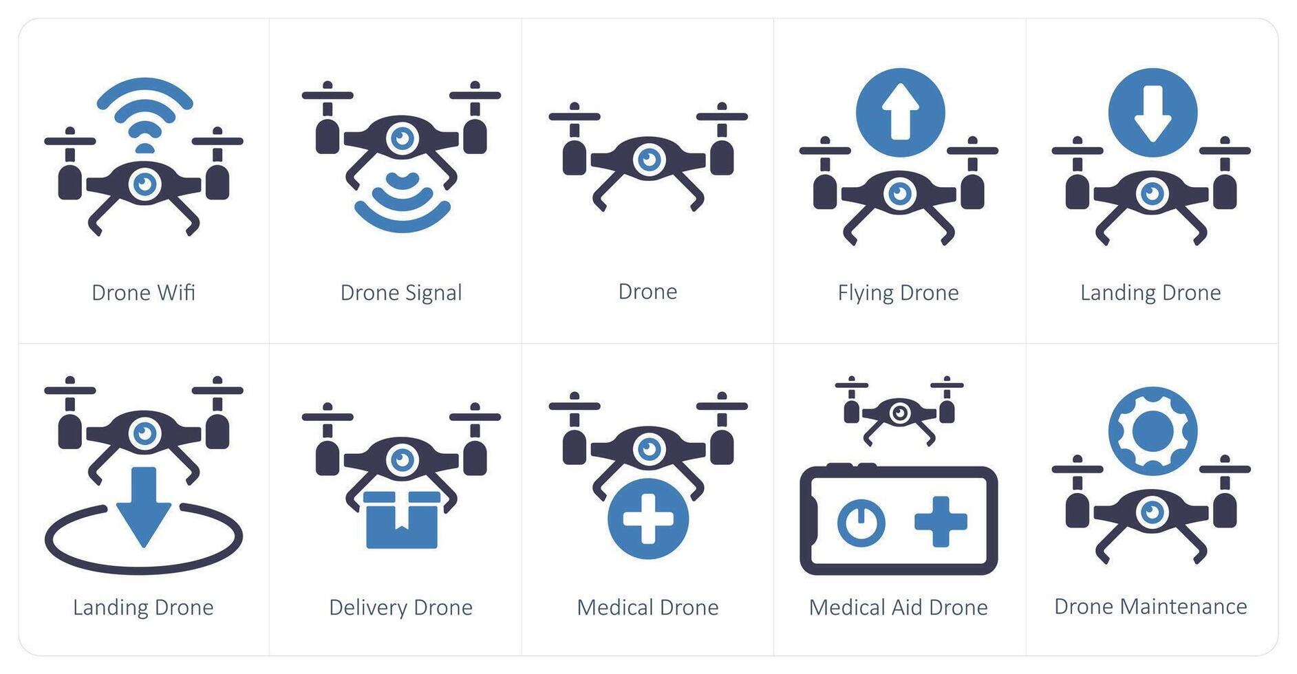 A set of 10 Drone icons as drone wifi, drone signal, drone vector