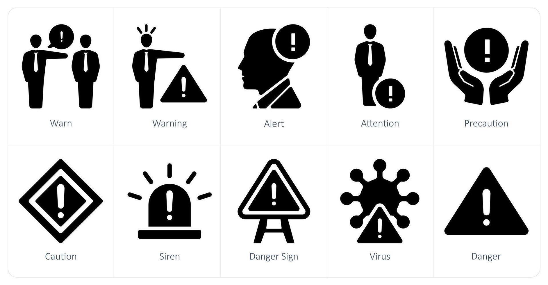 un conjunto de 10 peligro peligro íconos como advertir, advertencia, alerta vector
