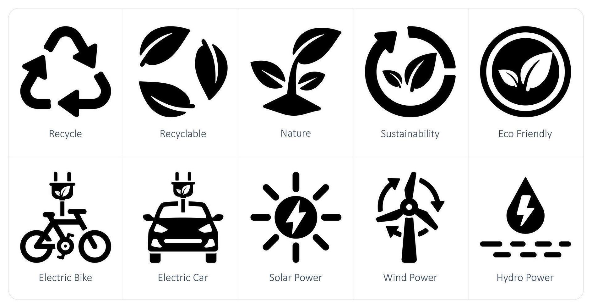 A set of 10 ecology icons as recycle, recyclable, nature vector