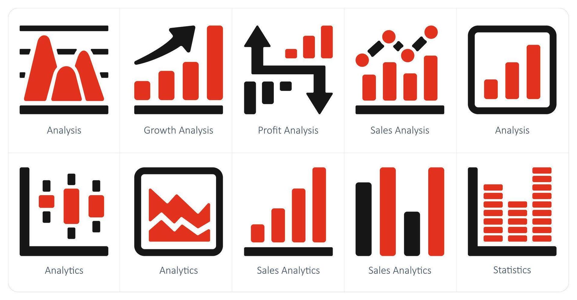 A set of 10 diagram and reports and Reports icons as analysis, growth analysis, profit analysis vector