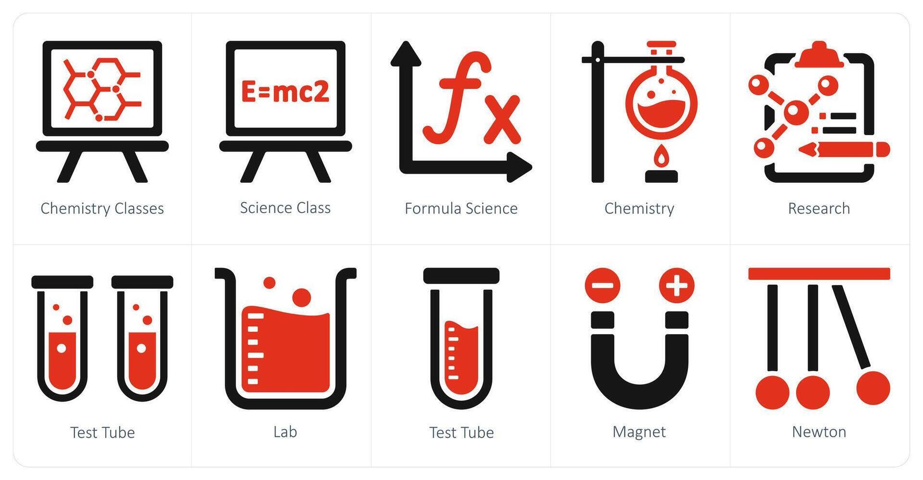 A set of 10 science and experiment and Experiment icons as chemistry classes, presentation, formula scienceandexperiment vector