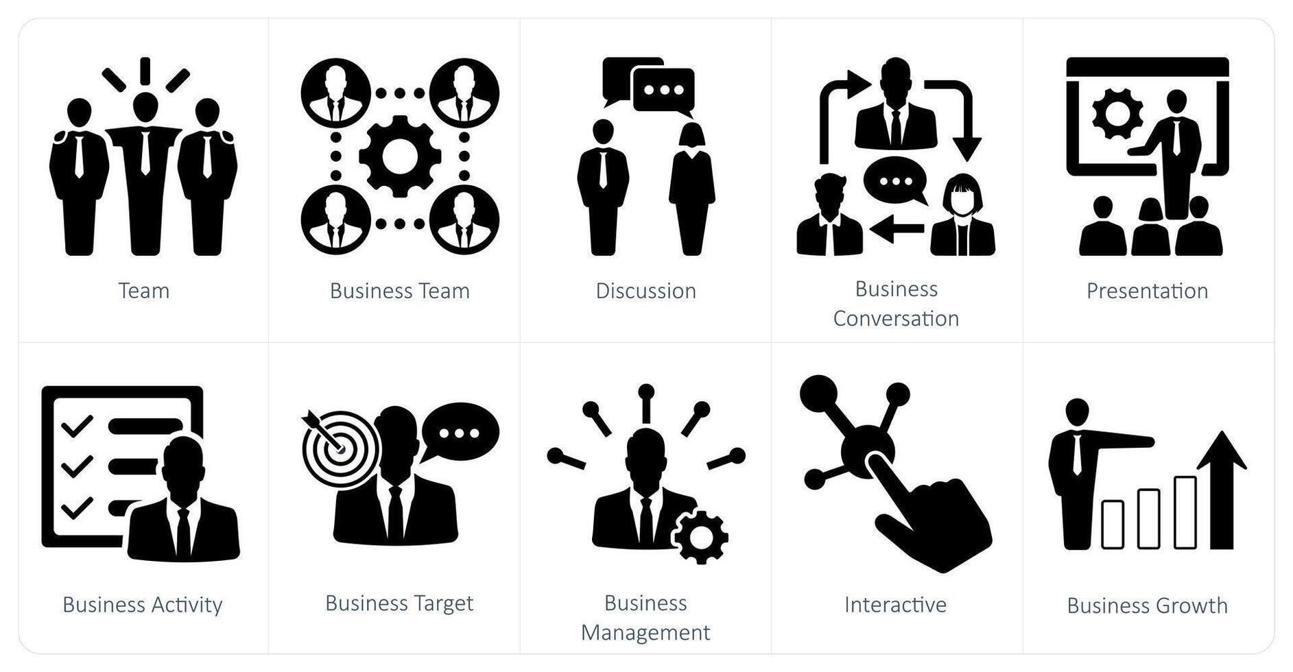 A set of 10 mix icons as team, business team, discussion vector