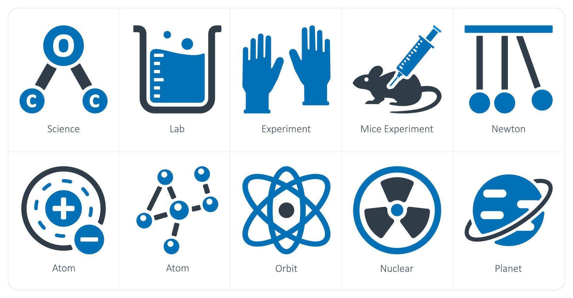 A set of 10 Science and Experiment icons as science, lab, experiment, mice experiment vector