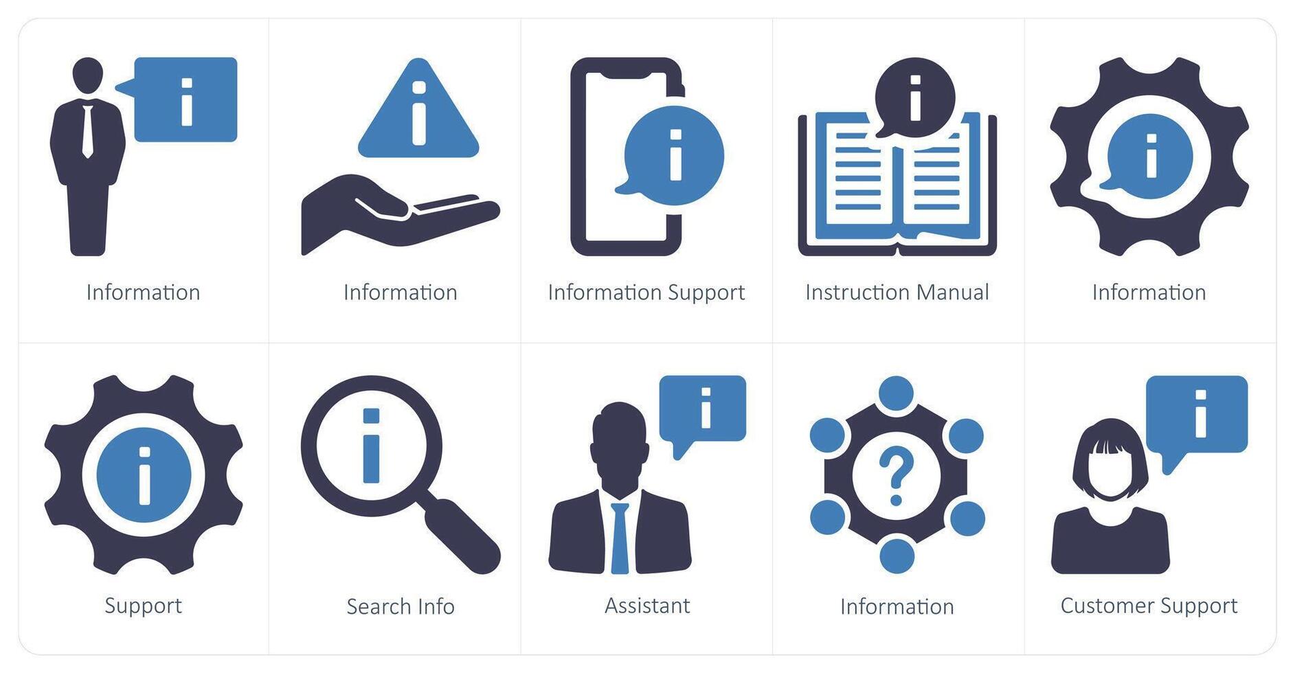 A set of 10 Customer Support icons as information, information support, instruction manual vector