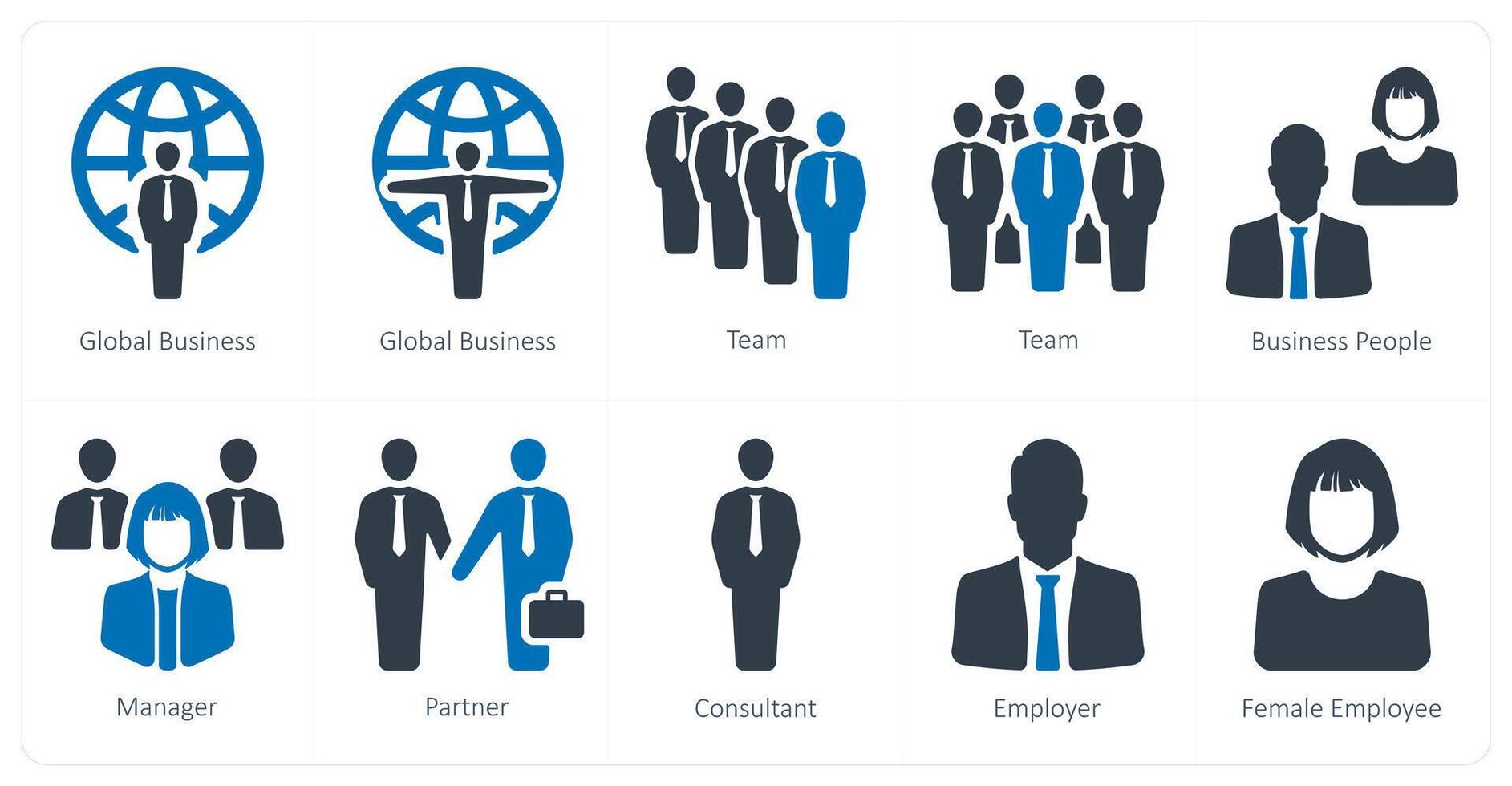 A set of 10 humanresources icons as global business, team, business people vector