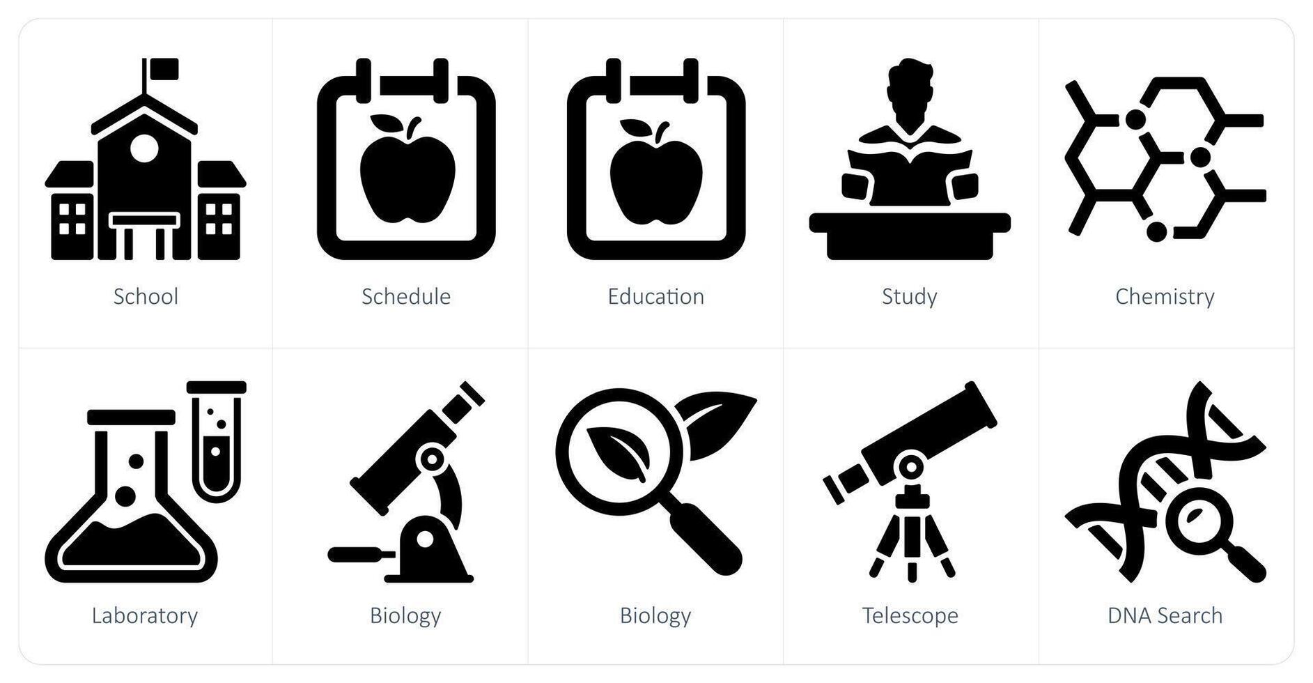 A set of 10 School and Education icons as school schedule, education vector