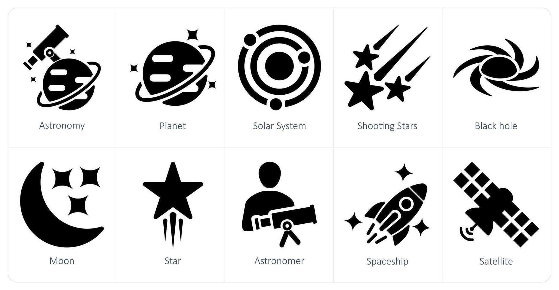 A set of 10 astronomy icons as astronomy, planet, solar system vector