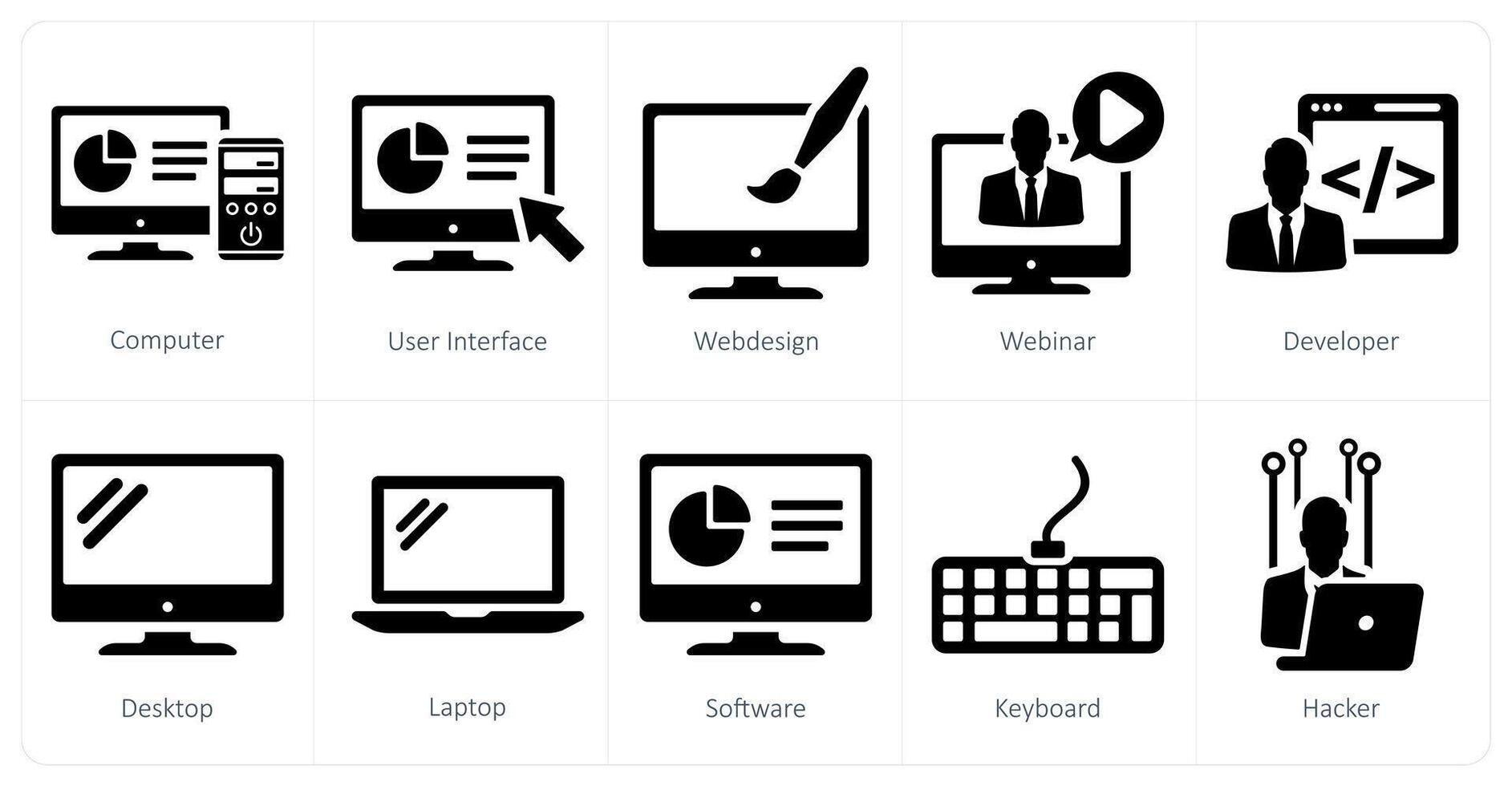 A set of 10 internet computer icons as computer, user interface, web design vector