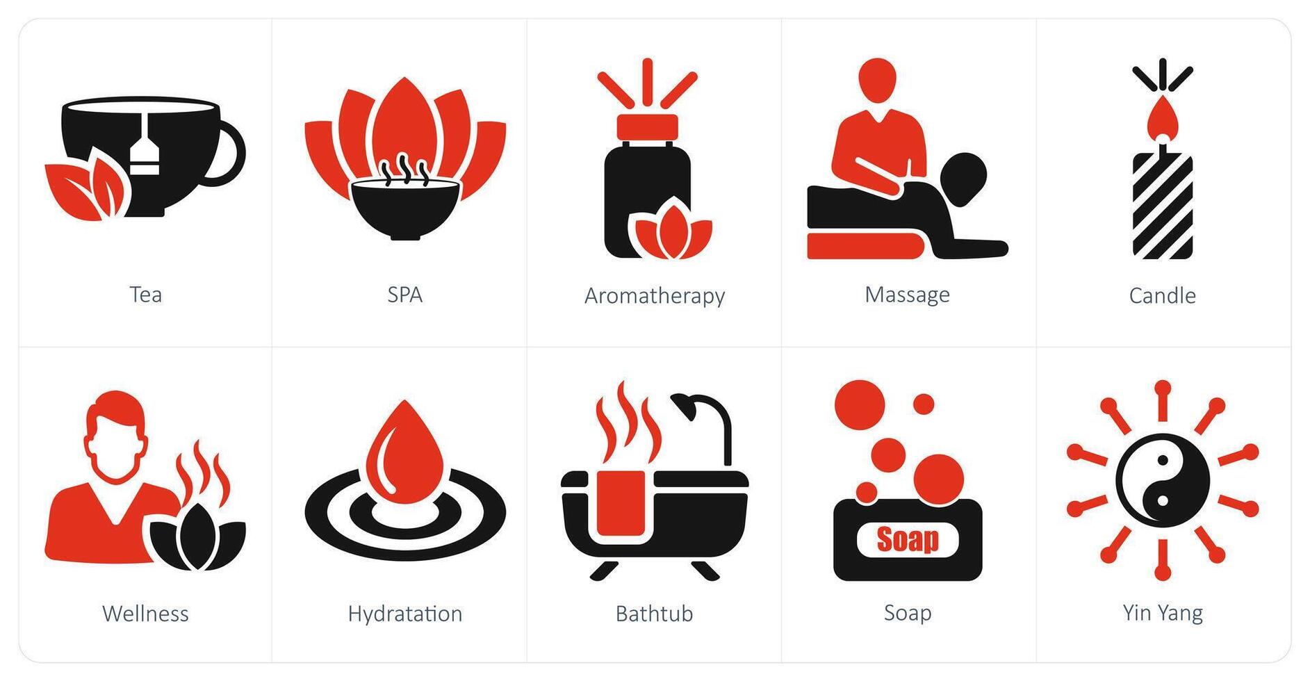 A set of 10 beauty and spa icons as tea, spa, aromatherapy vector