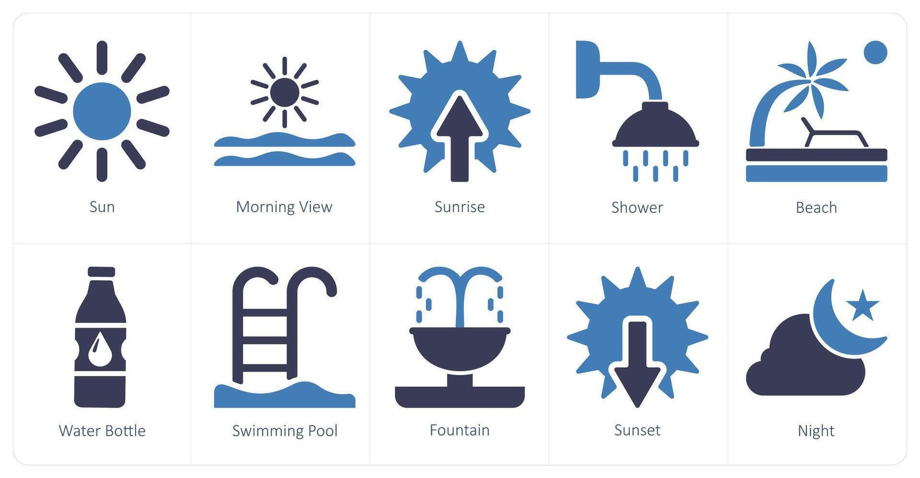 A set of 10 mix icons as sun, morning view, sunrise vector