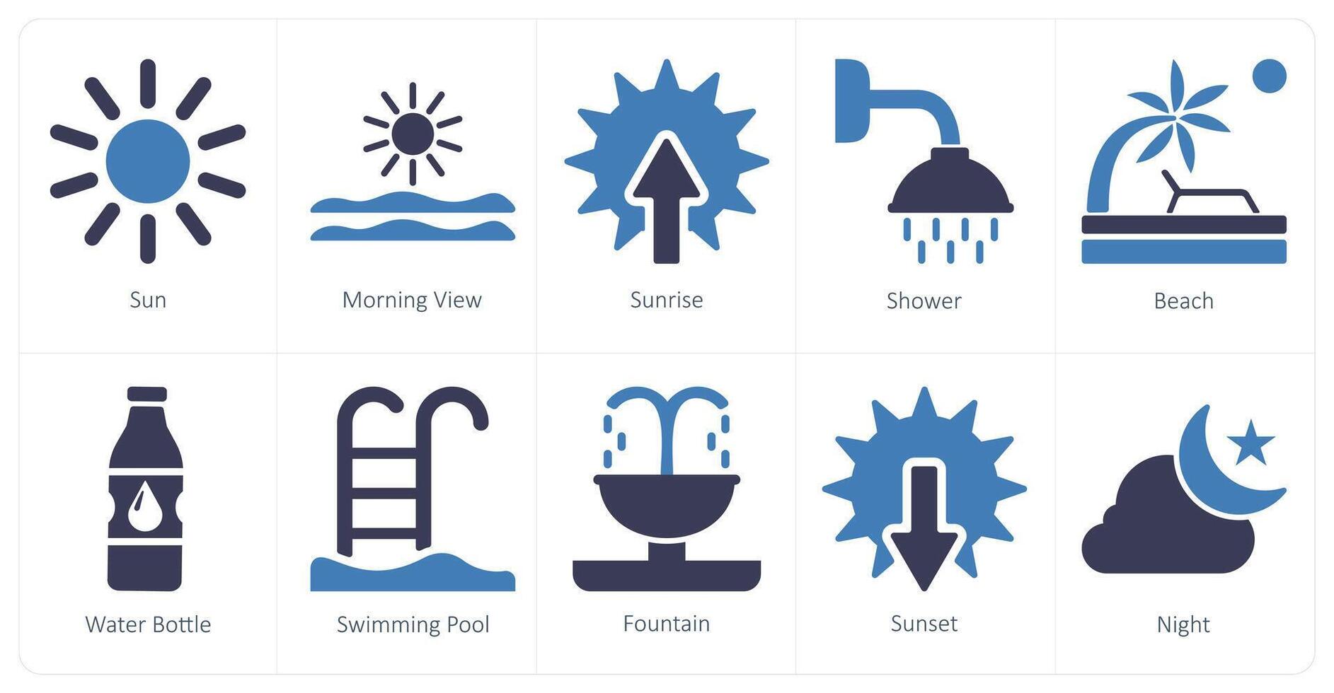 un conjunto de 10 mezcla íconos como sol, Mañana vista, amanecer vector