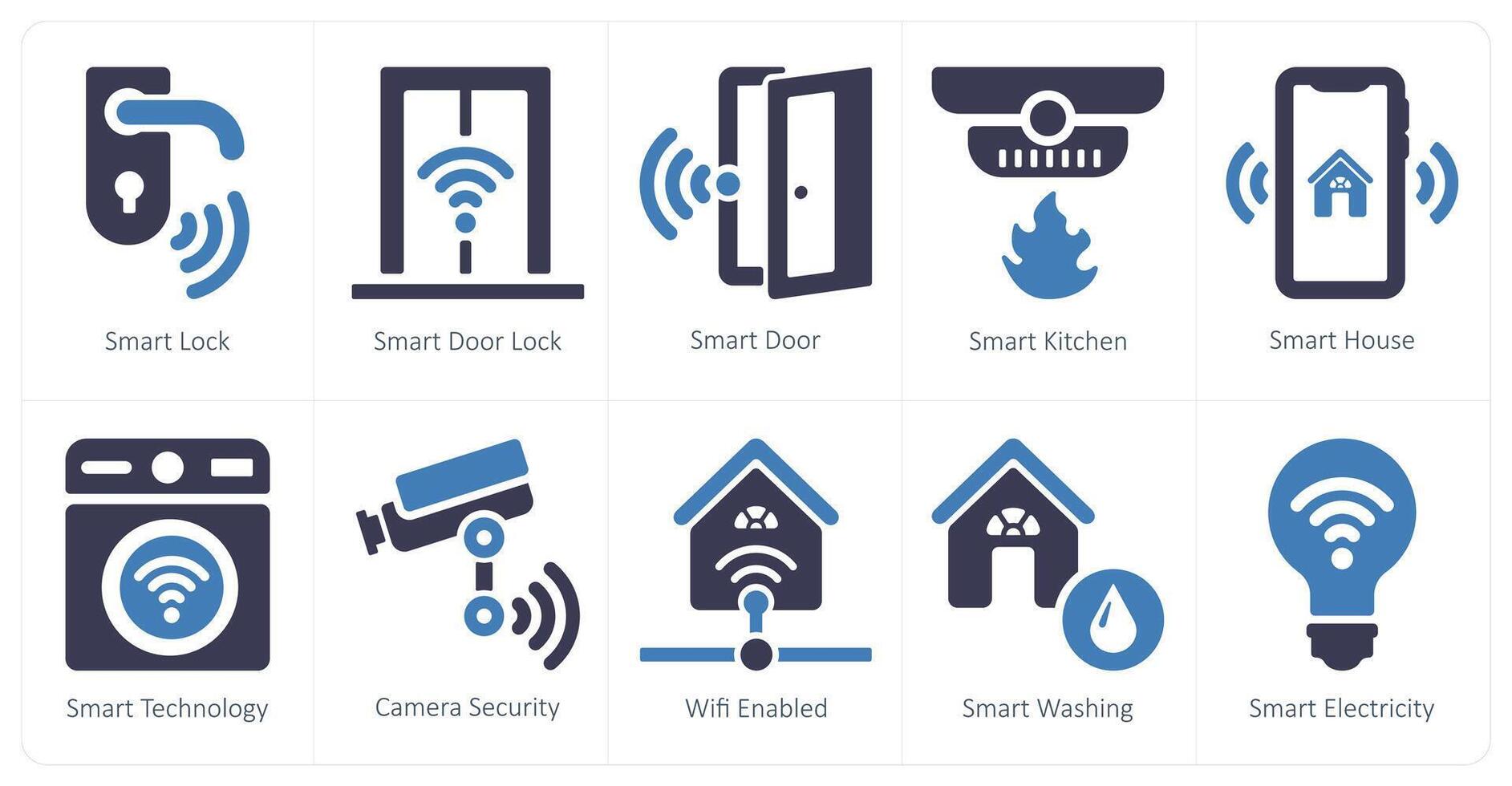 A set of 10 Smart Home icons as smart lock, smart door, lock, smart door vector