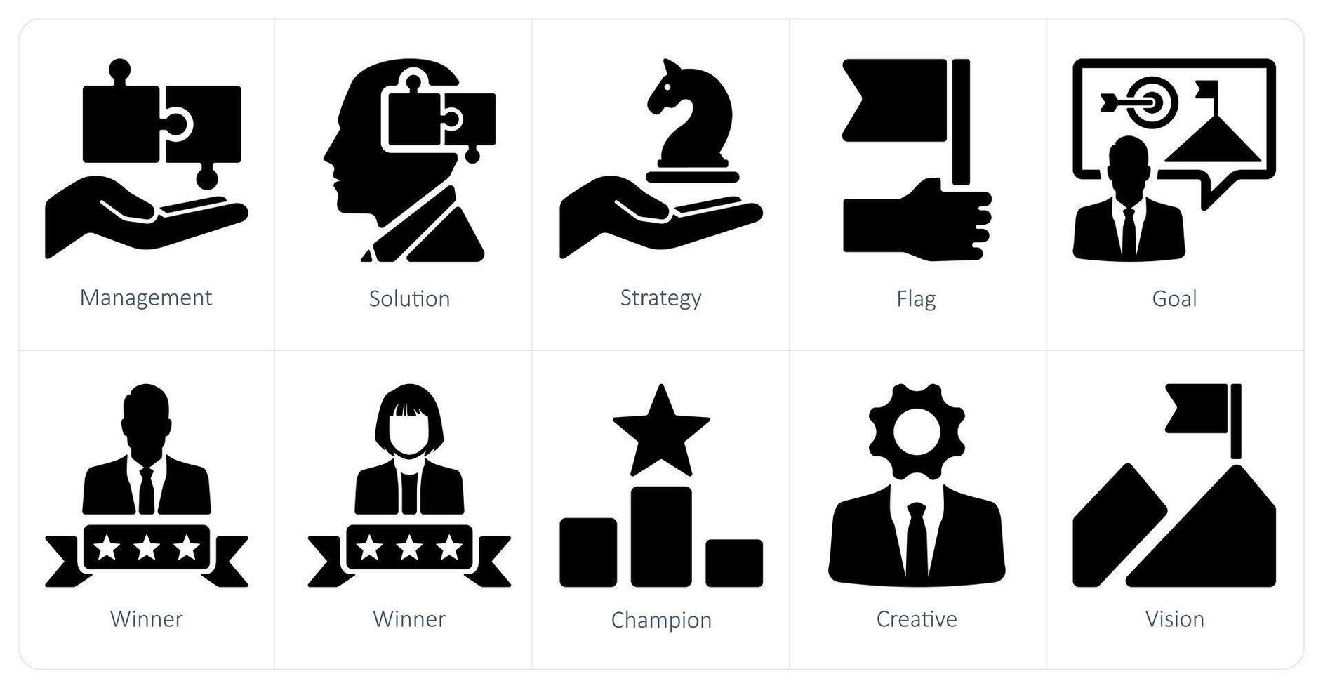 A set of 10 Leadership icons as management, solution, strategy vector