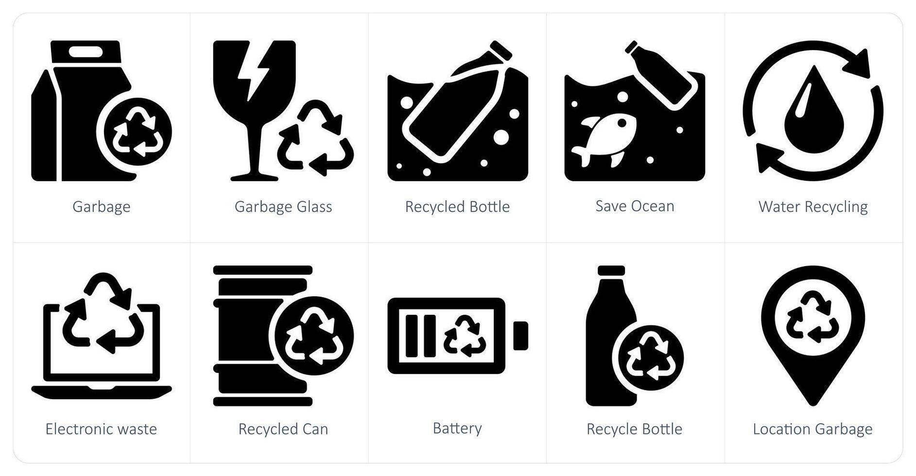 un conjunto de 10 ecología íconos como basura, basura vaso, reciclado botella vector
