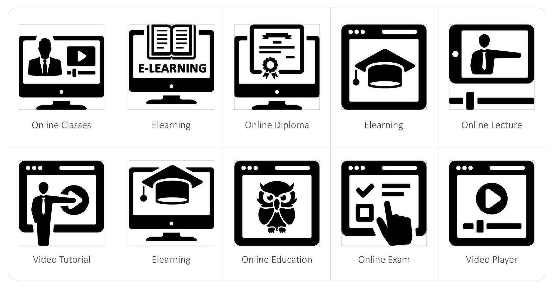 A set of 10 online education icons as online classes, e learning, online diploma vector