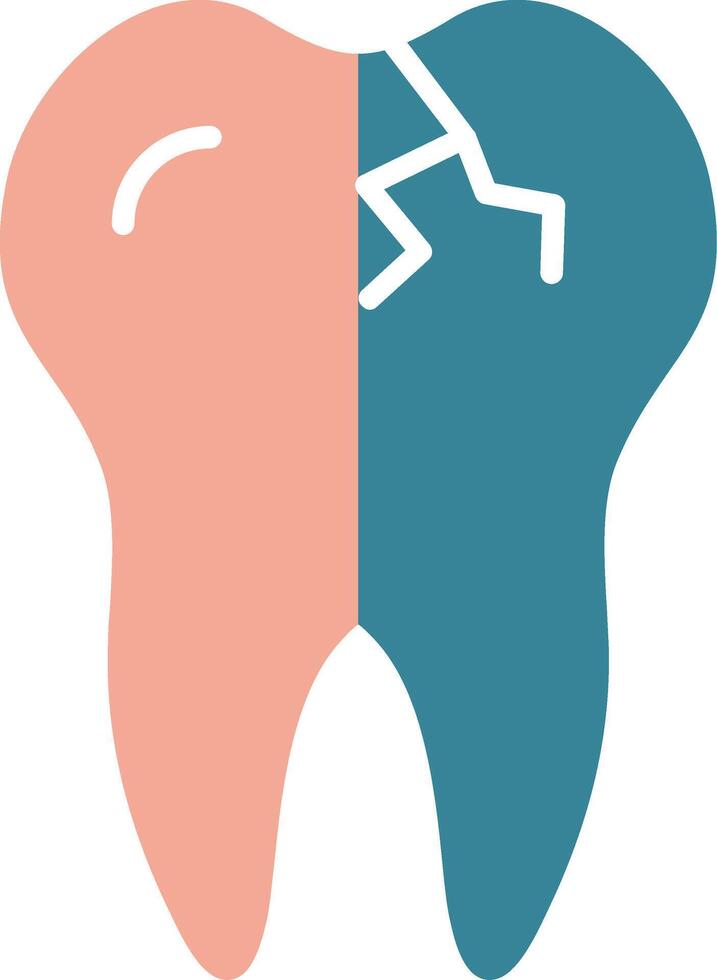 roto diente glifo dos color icono vector