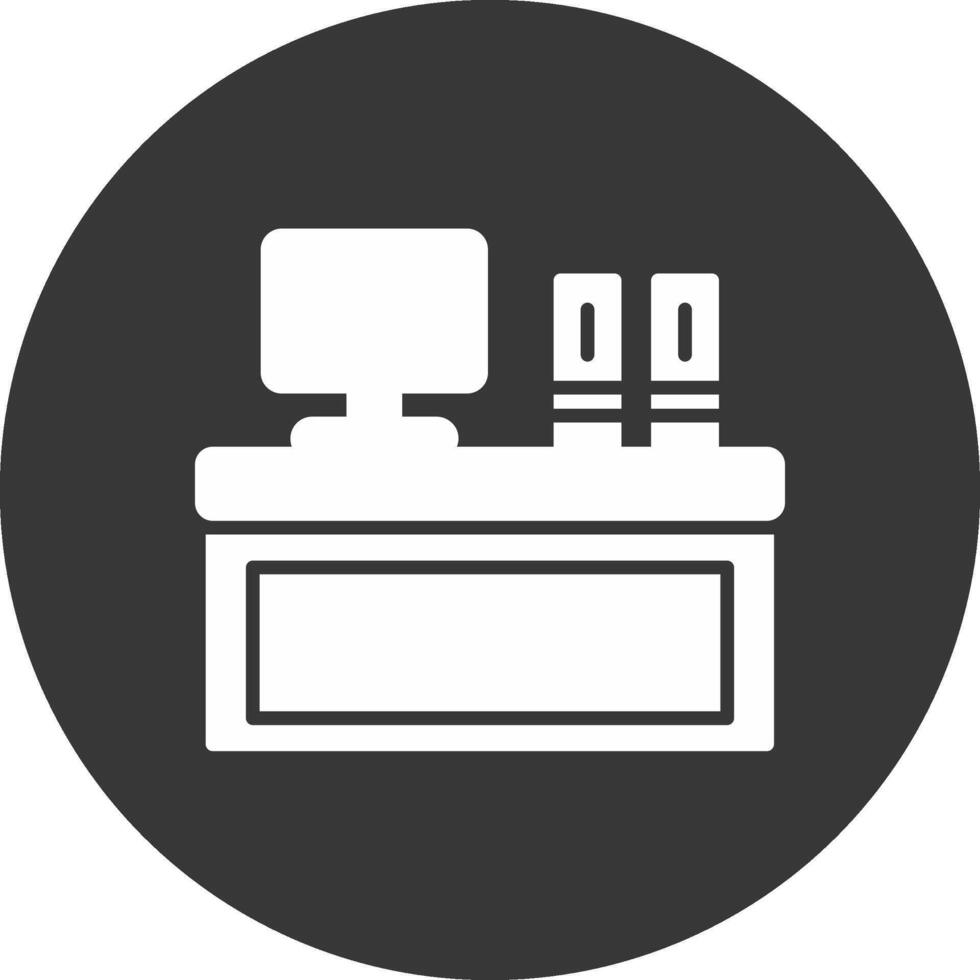 Desk Glyph Inverted Icon vector
