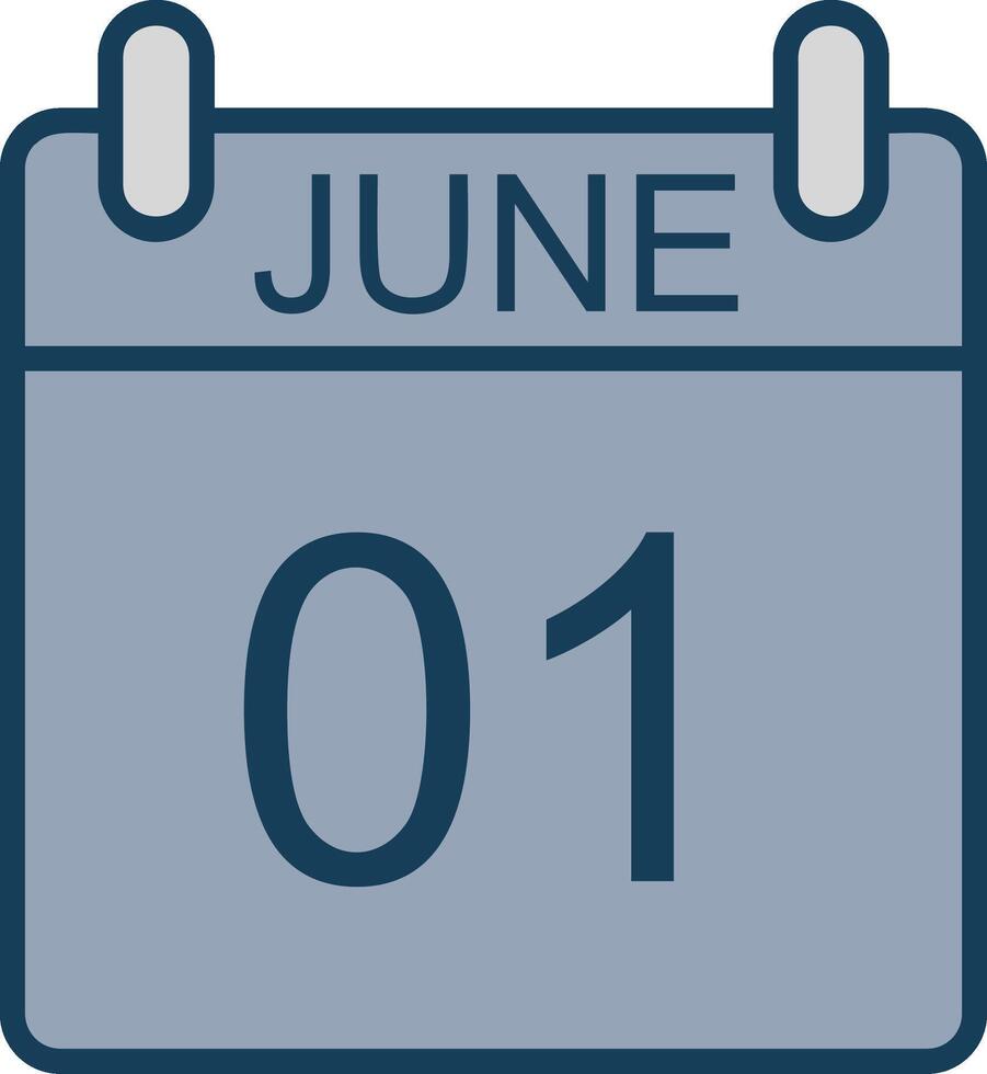 June Line Filled Grey Icon vector