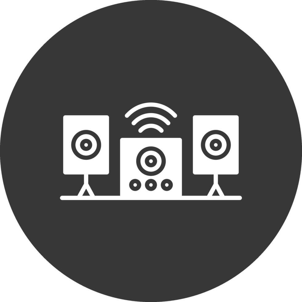 Audio System Glyph Inverted Icon vector