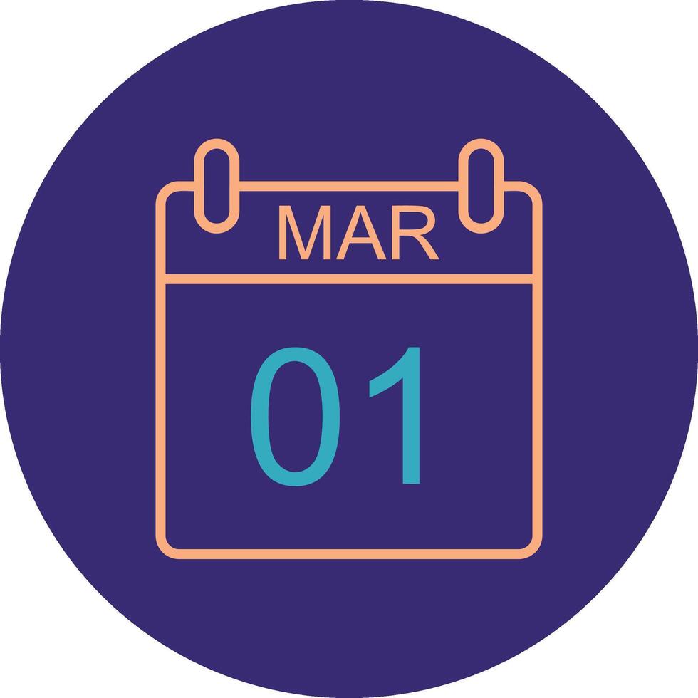 March Line Two Color Circle Icon vector