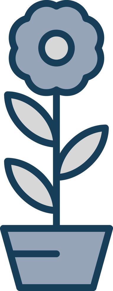 Flower Line Filled Grey Icon vector
