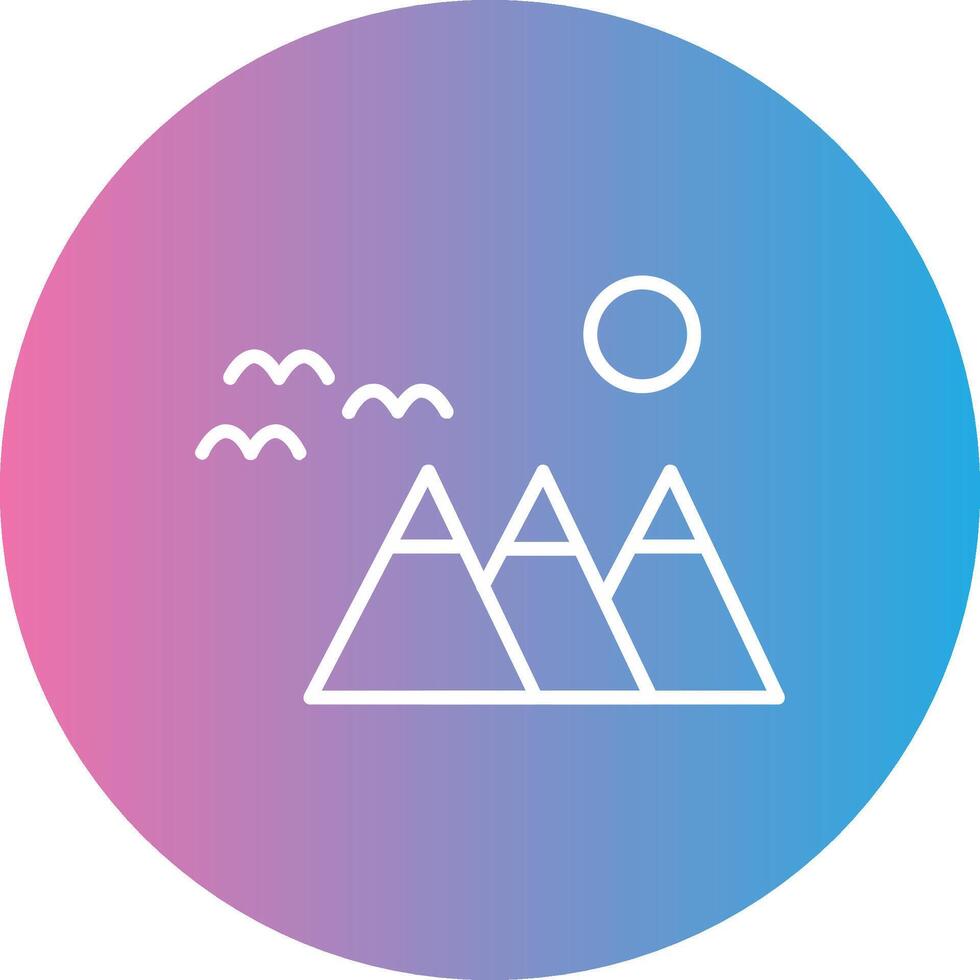 Mountain Line Gradient Circle Icon vector