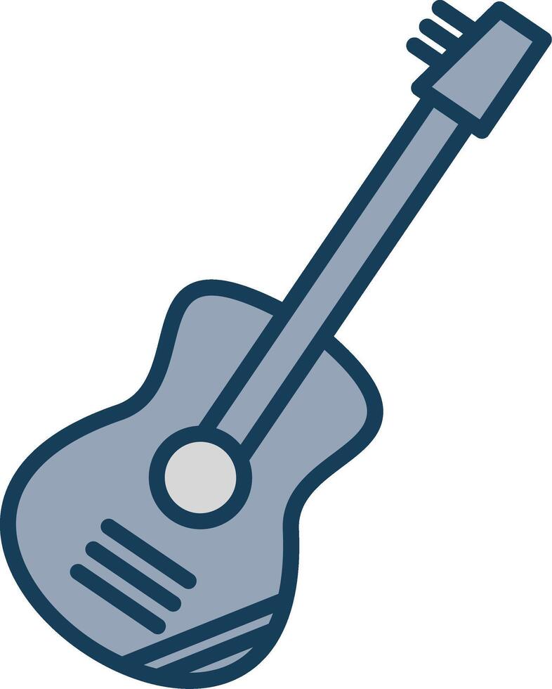 guitarra línea lleno gris icono vector