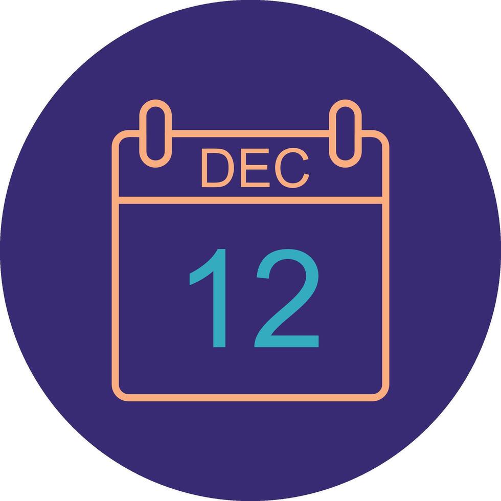 December Line Two Color Circle Icon vector