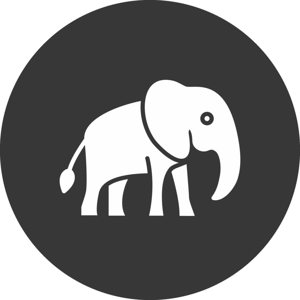 elefante glifo icono invertido vector