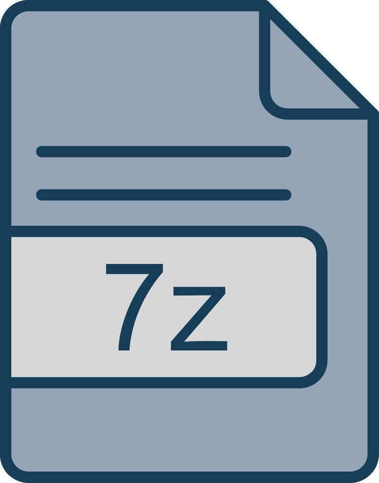 7z File Format Line Filled Grey Icon vector