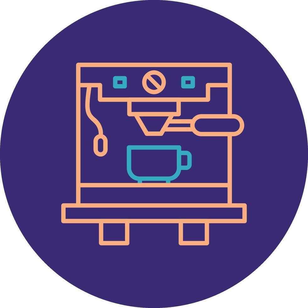 Coffee Machine Line Two Color Circle Icon vector