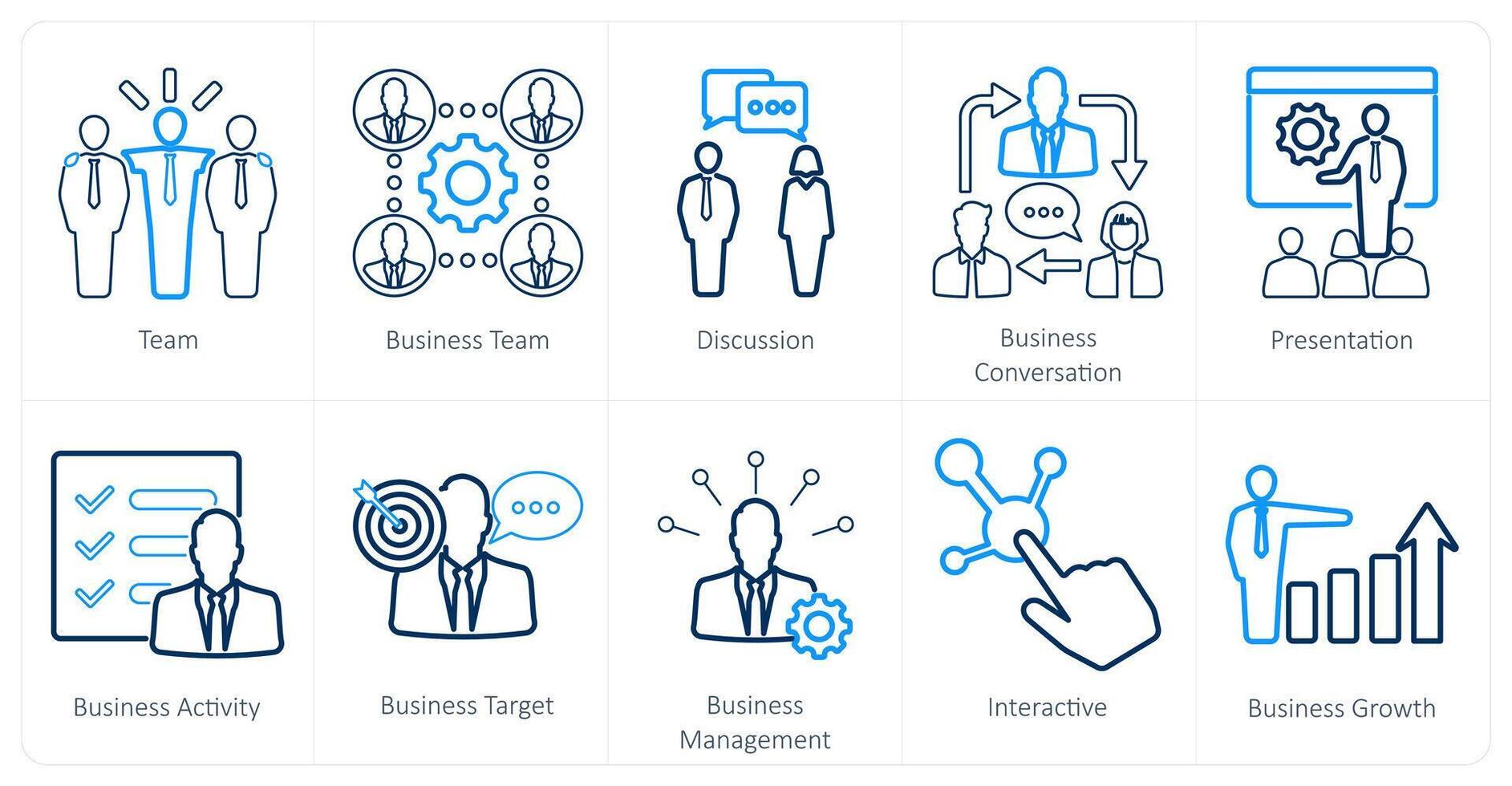 A set of 10 mix icons as team, business team, discussion vector