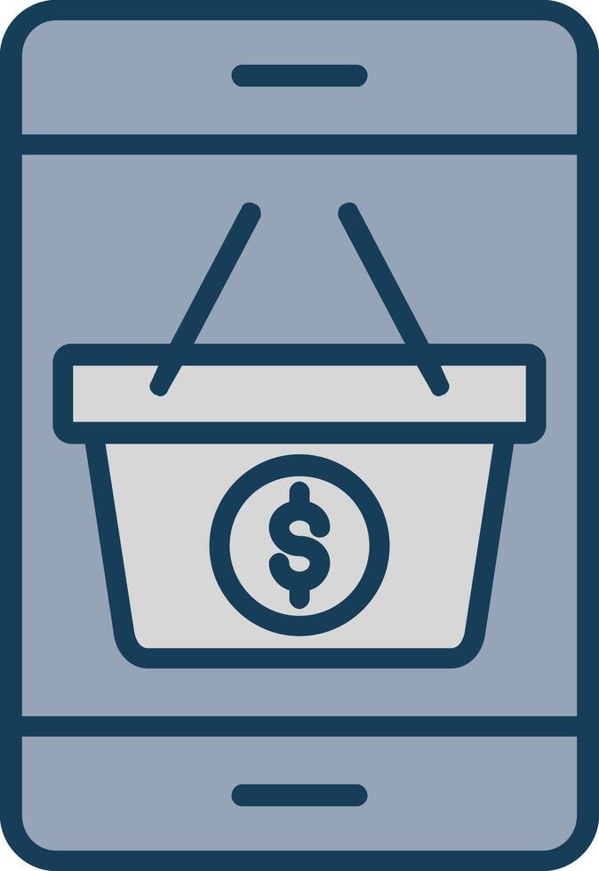 Mobile Shopping Line Filled Grey Icon vector