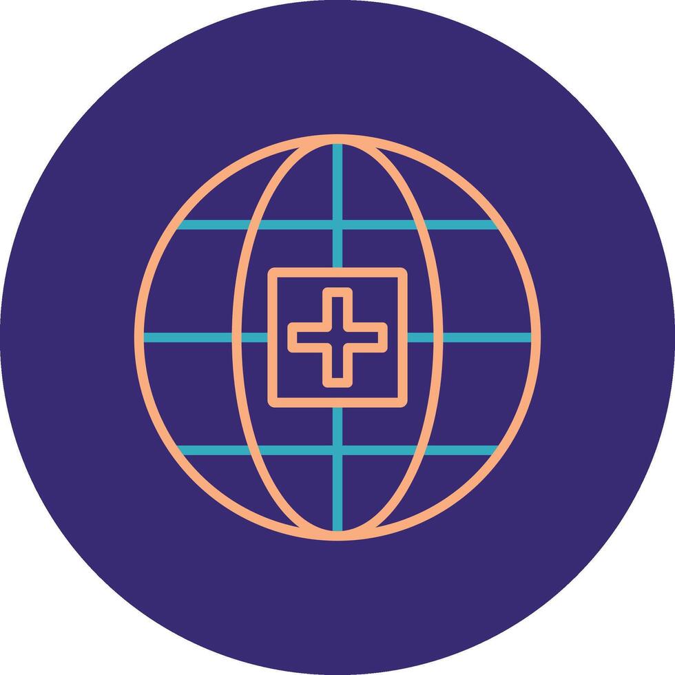 Global Medical Service Line Two Color Circle Icon vector