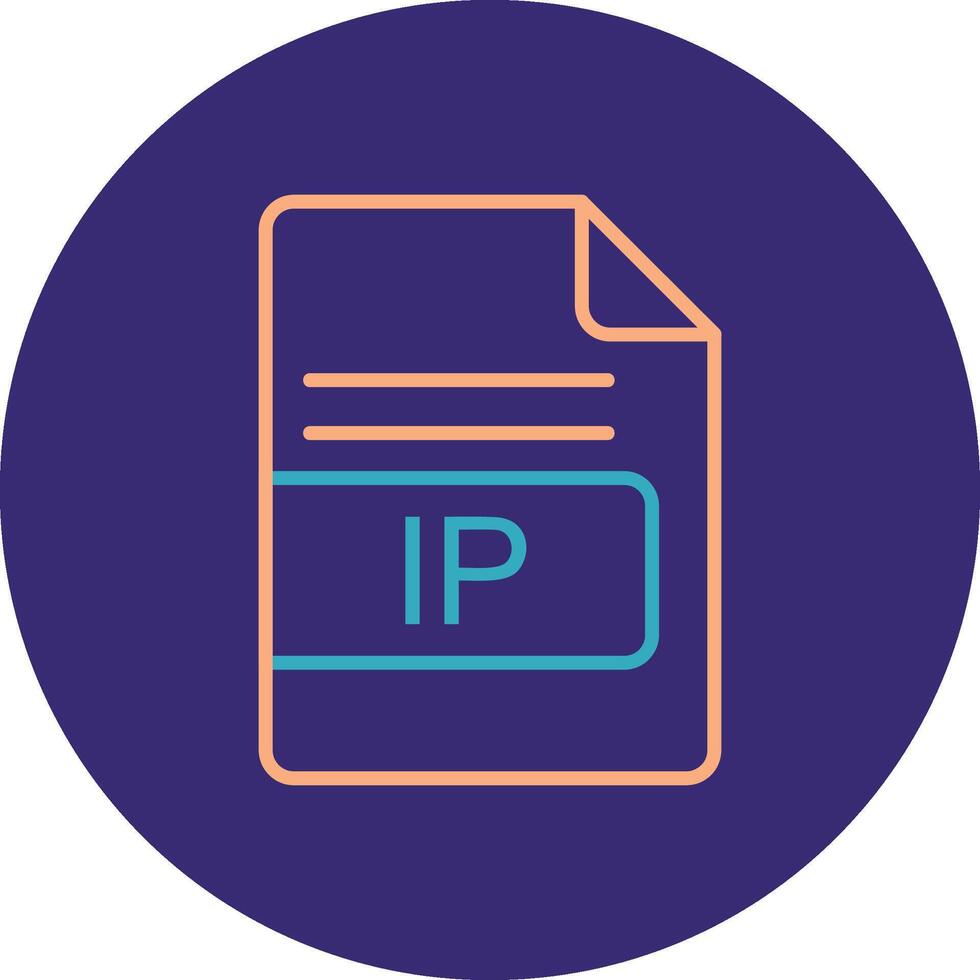IP File Format Line Two Color Circle Icon vector