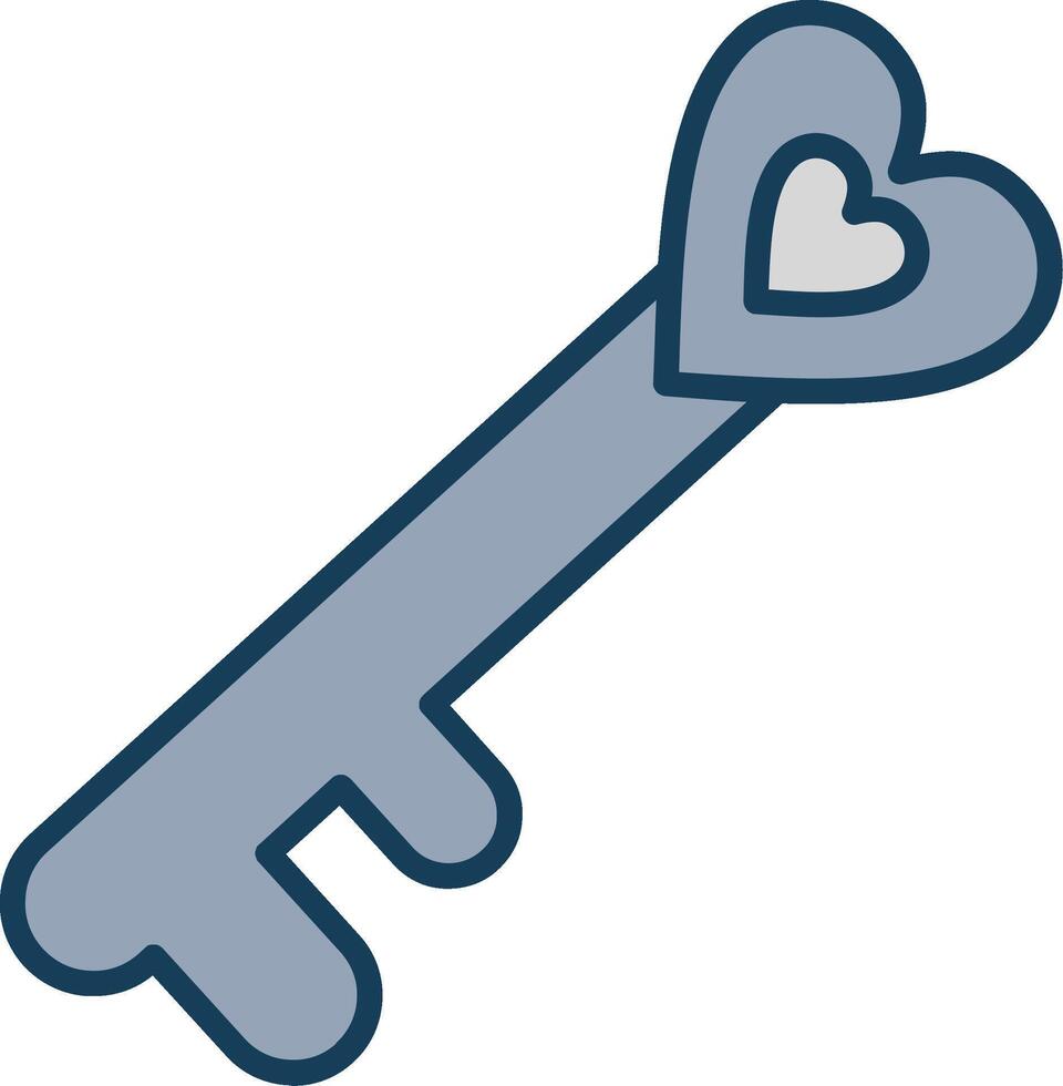 Old Key Line Filled Grey Icon vector