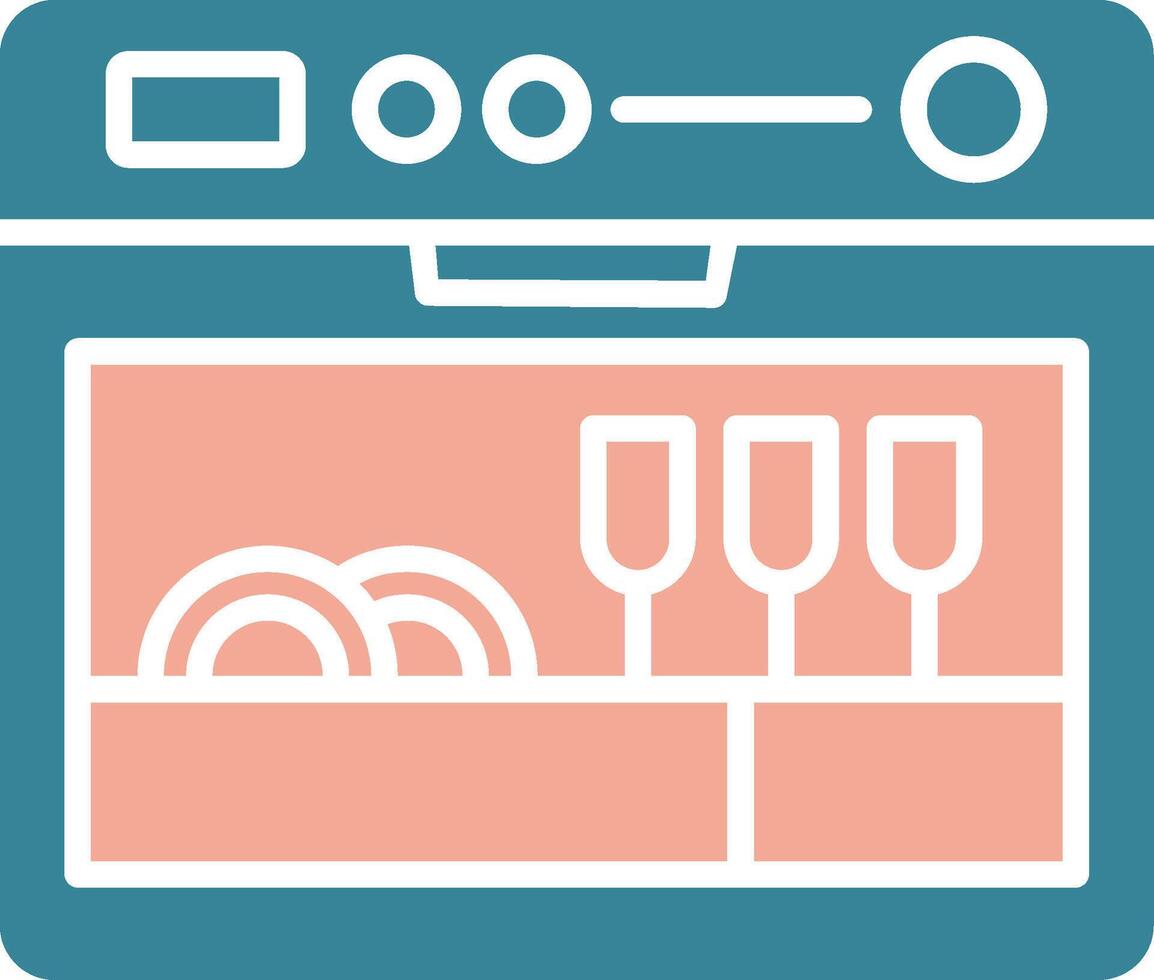 Dishwasher Glyph Two Color Icon vector