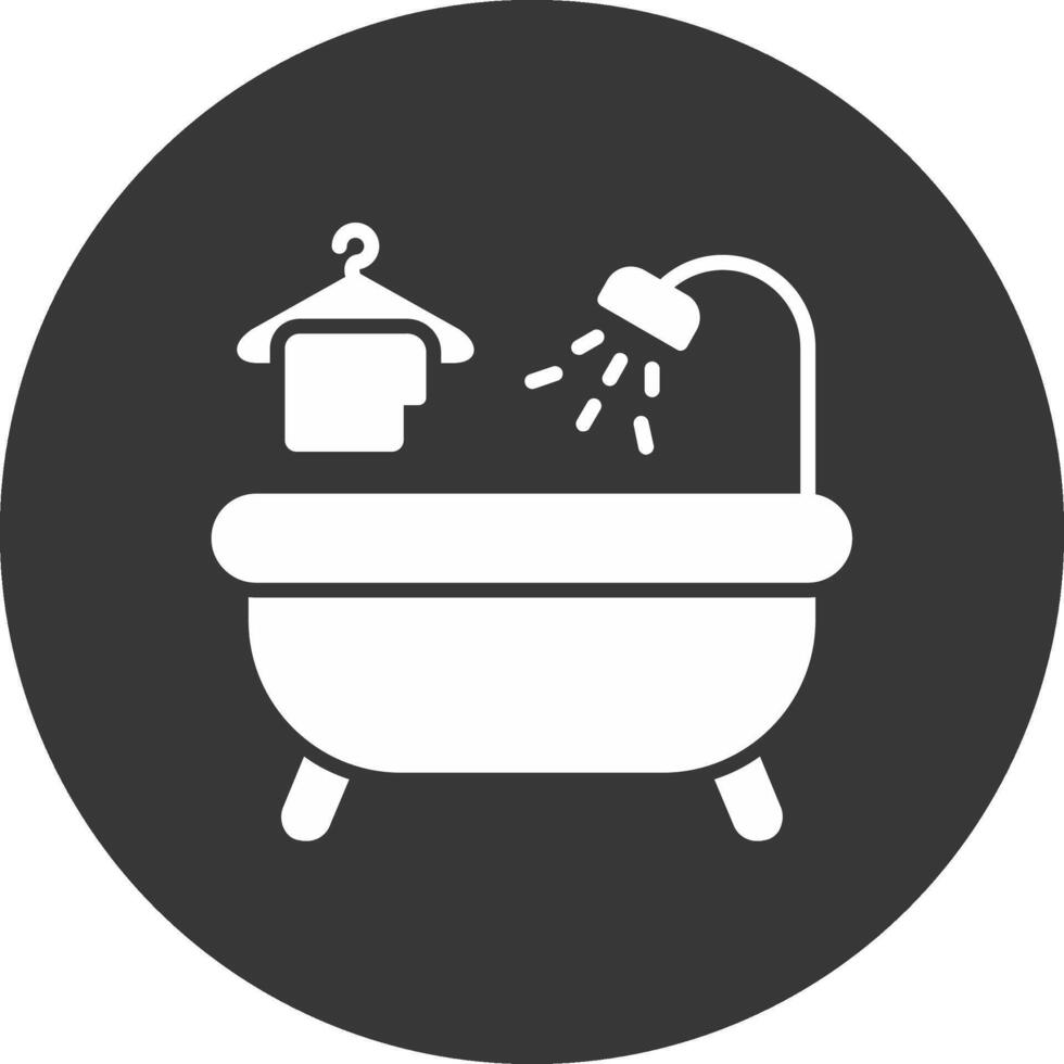 icono de glifo de bañera invertido vector