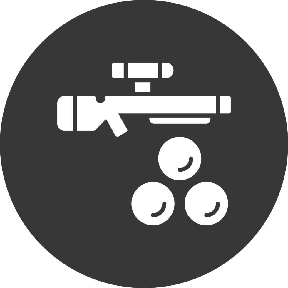 icono de glifo de paintball invertido vector