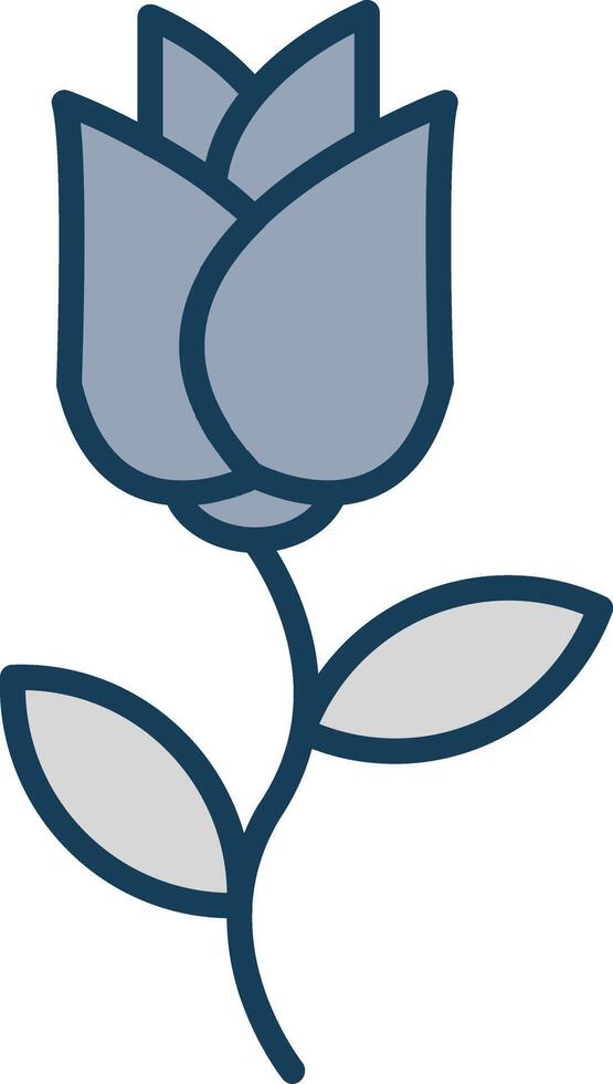 Rose Line Filled Grey Icon vector